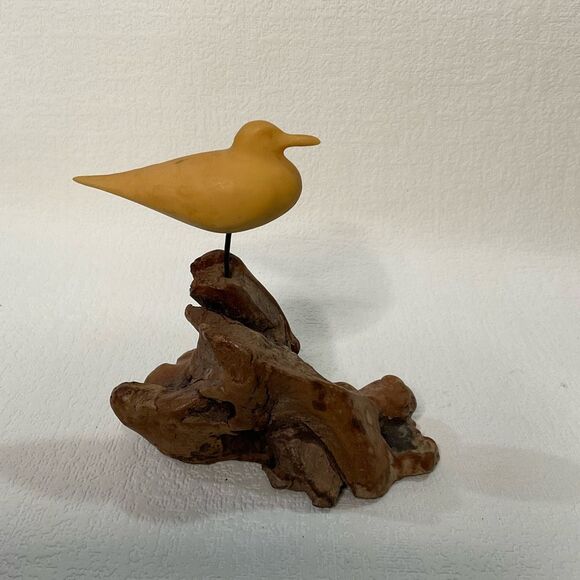 Vintage John Perry Single Seagull On Burlwood Sculpture Sign1986 Bird Figurine * - Picture 8 of 9